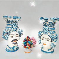 Coppia di Teste di Moro ceramica siciliana