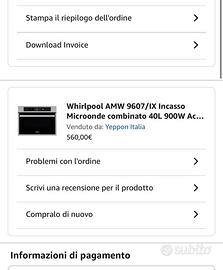 Whirlpool microonde combinato incasso