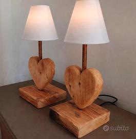 coppia lampade da tavolo artigianali larice 
