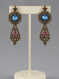 Orecchini Retrò Pendenti bronzo Pietre Naturali 