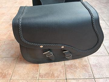 Coppia Borse Moto in VERO CUOIO Universali