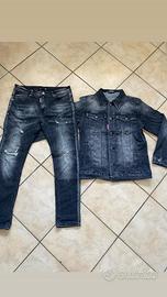 Completo in jeans Dsquared2 nero