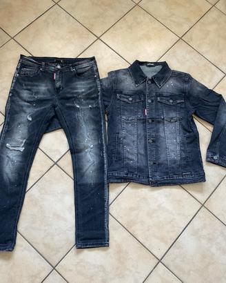 Completo in jeans Dsquared2 nero