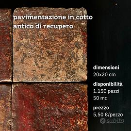 Pavimentazione in cotto antico di recupero 20x20