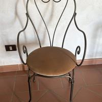 4 Sedie Artigianali in Ferro Battuto imbottite