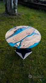 Tavolino Ulivo Massello e Resina Ghiaccio