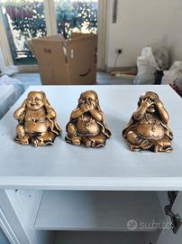 trio Buddha in resina altezza 8 cm circa 