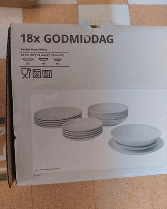 Servizio di piatti, 18 pezzi, ikea godmidag bianco
