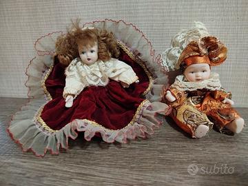 Coppia bambole di porcellana vintage da collezione