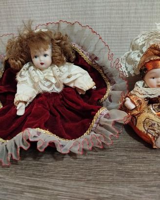 Coppia bambole di porcellana vintage da collezione
