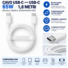 Cavo Dati e Ricarica Samsung Originale USB-C 65W