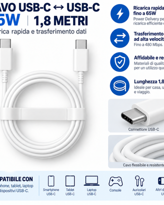 Cavo Dati e Ricarica Samsung Originale USB-C 65W