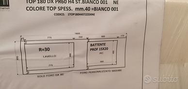 Top cucina laminato 180 bianco NUOVO
