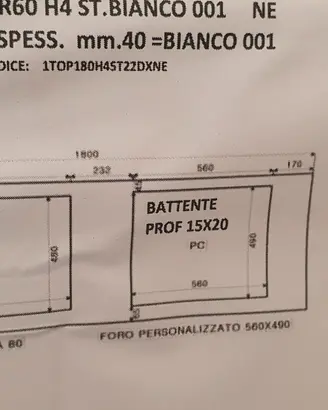 Top cucina laminato 180 bianco NUOVO