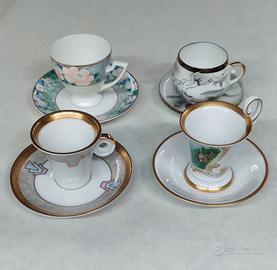 Lotto set di 4 rare tazzine vintage da collezione