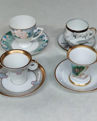 Lotto set di 4 rare tazzine vintage da collezione