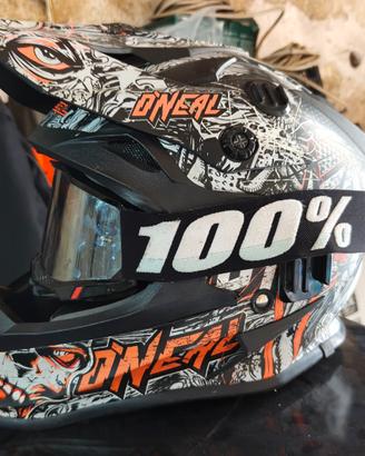 Casco O'neal cross/enduro+maschera 100% accuri