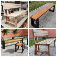 Panchina giardino legno massello industrial design