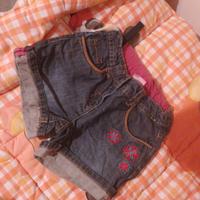 pantaloncini bimba jeans con particolari floreali