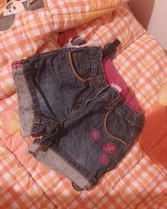 pantaloncini bimba jeans con particolari floreali