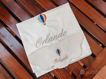 set lenzuola per carrozzina con nome ricamato 