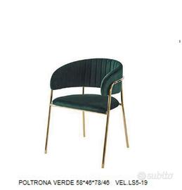 2 Sedie/Poltrona velluto con piedi oro