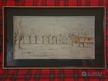 Quadro arte moderna pastello guito 64 paesaggio