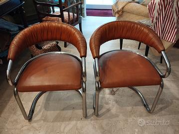 2 Poltrone vintage Giotto Stoppino 70 (cromo/skai)