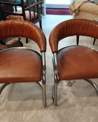 2 Poltrone vintage Giotto Stoppino 70 (cromo/skai)