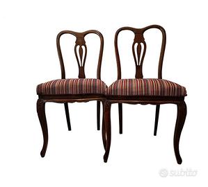 Coppia di sedie in legno e tessuto multicolore