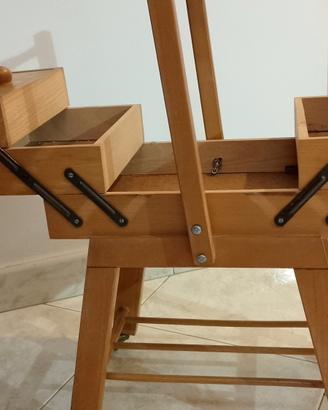 Porta cucito in legno Vintage. Carrello 