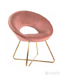 Poltrone Imbottite in velluto rosa cipria