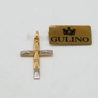 Ciondolo in oro giallo e bianco 18 kt croce E.747