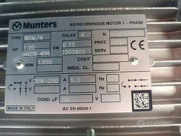 Motore elettrico monofase 1 hp nuovo