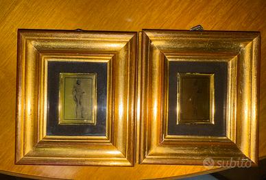 Coppia quadretti in argento 925 dorato eur silver