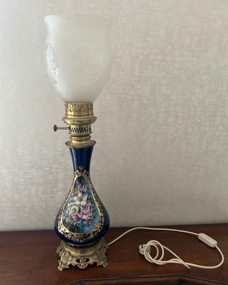 Lampada d’epoca floreale firmata, ceramica arte