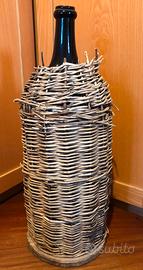 Fiascone impagliato in vetro verde- inizio ‘900