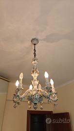 Trittico Lampadario + 2 applique stile capodimonte