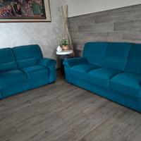 Coppia Divani (3 Posti + 2 Posti) Blu Petrolio - O