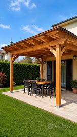 Gazebo in legno lamellare ad una falda, mq. 30,38