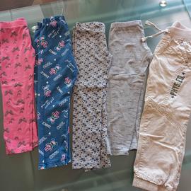 4 LEGGINS E 1 PANTALONE BIMBA 5 ANNI IN COTONE