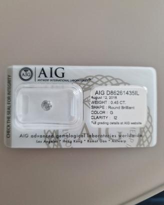 Diamante Naturale 0,45 ct Certificato AIG