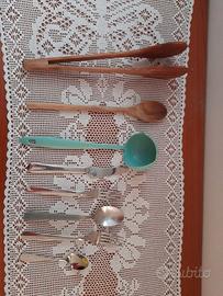 kit pinze legno + mestolo + posate
