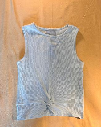 Top smanicato Pimkie azzurro a costine