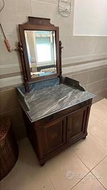 Mobile Toilette Antico con Specchio e Top in Marmo