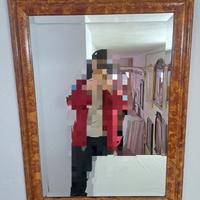 Specchio con cornice in legno rettangolare partico