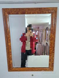 Specchio con cornice in legno rettangolare partico