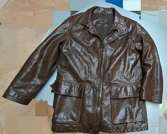 giaccone in vera pelle uomo. marrone