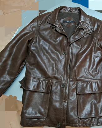 giaccone in vera pelle uomo. marrone