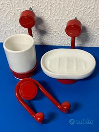 Set da bagno Vintage anni 80 in metallo e ceramica